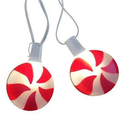 C9 String 20-light Set With Plastic Peppermint Reflectors