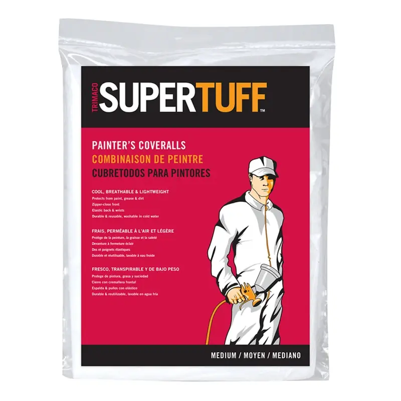 Medium Polypropylene Coverall With Elastic Back & Wrists