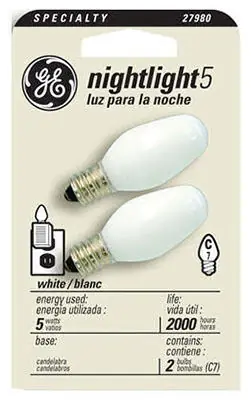 Night Light Bulbs, White, 2-pk.
