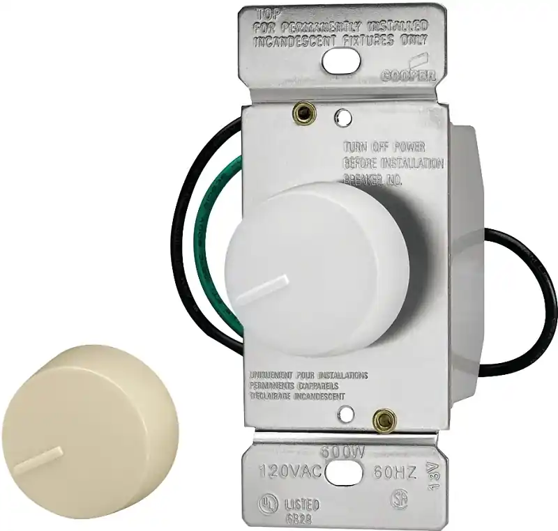 Ri06p-vw-k2-l Rotary Dimmer, 600w, 120v, 3-way, Ivory/white
