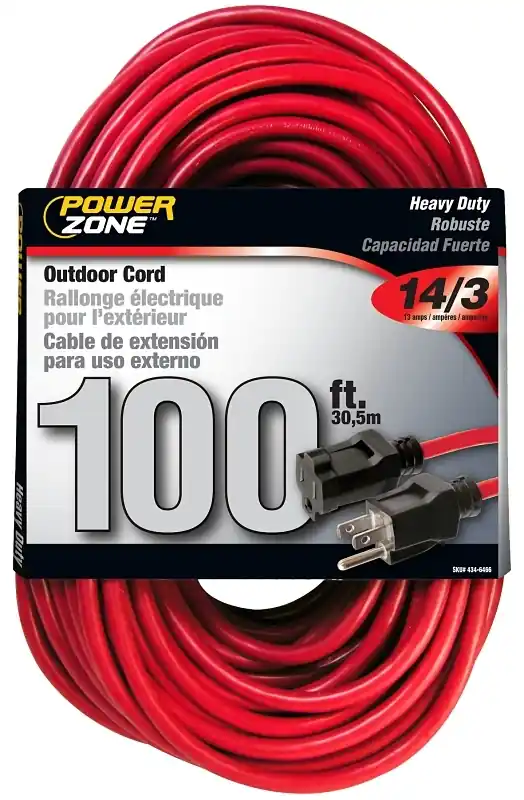 14/3 100-foot Outdoor Extension Cord - Red, Heavy Duty, Weather Resistant