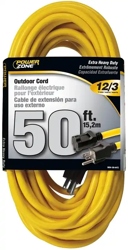 Or500830 50 Ft Outdoor Extension Cord, 12 Awg, 125 V, Yellow