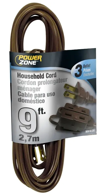 16/2 Spt-2 Indoor Extension Cord, 9 Feet, Brown, Model Or670609