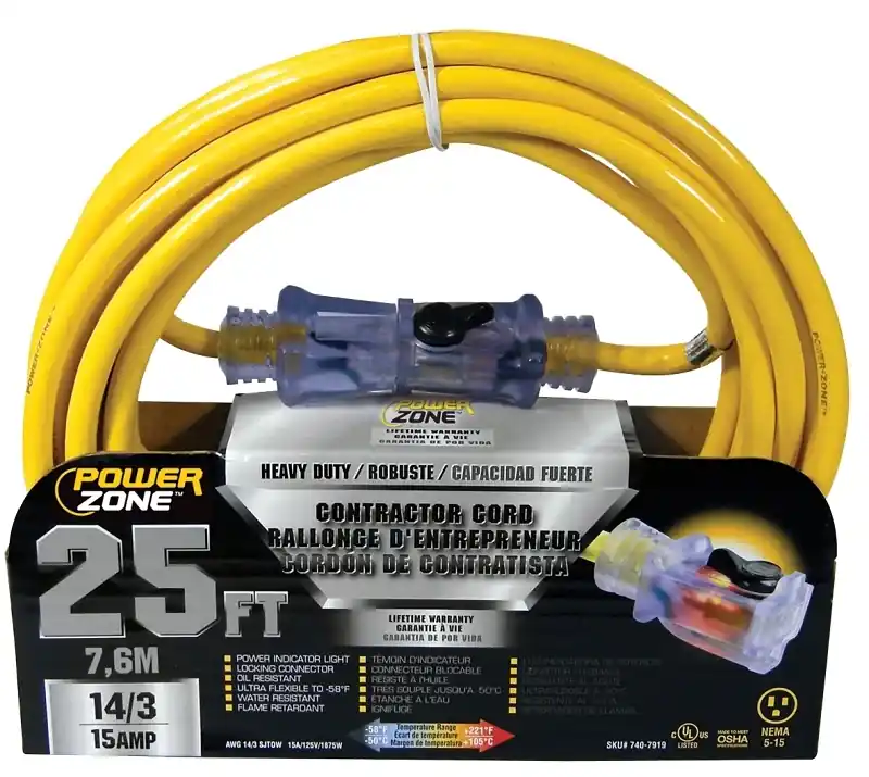 Orp511725 25-foot 14/3 Sjtow Heavy-duty Extension Cord - Yellow