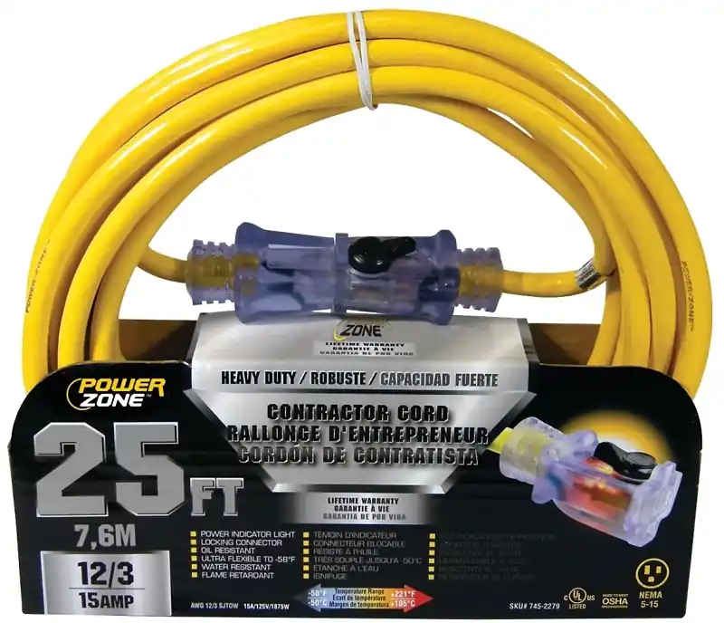 Orp511825 25 Ft. 12/3 Pro Sjtow Extension Cord With Lighted Connector