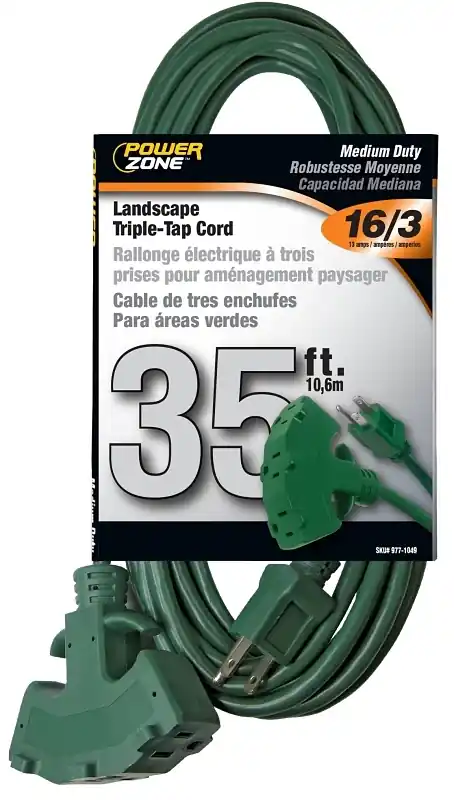 35-foot Green Triple-tap Extension Cord 16/3 Sjtw Model Or605627