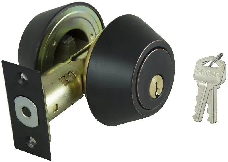 7001134 Double Cylinder Deadbolt Lock, 6-way, Bronze Finish