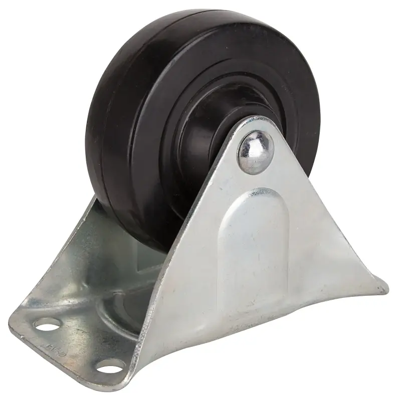 Jc-h04 Heavy Duty Rigid Caster, 4 Inch Rubber Wheel, Zinc Plated Finish