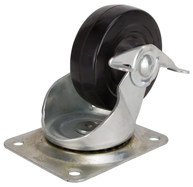Jc-h12 4 Inch Rubber Plate Caster With Brake, 255 Lb Capacity