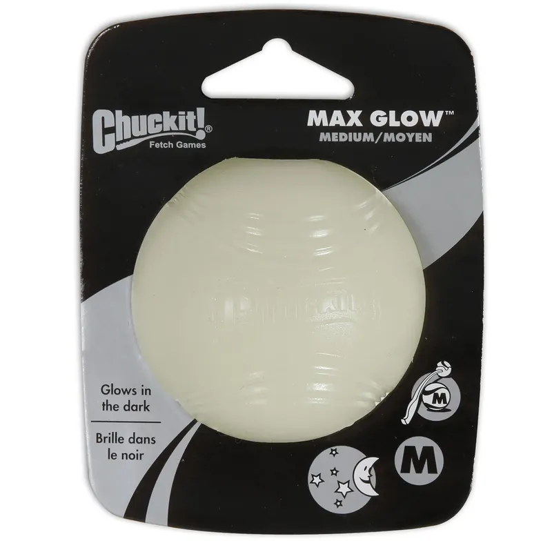 ! Max Glow For Dog White Rubber Dog Toy Medium 1 Pk