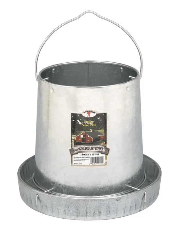 Hanging Poultry Feeder, Galvanized Steel, 15 Lb. Capacity