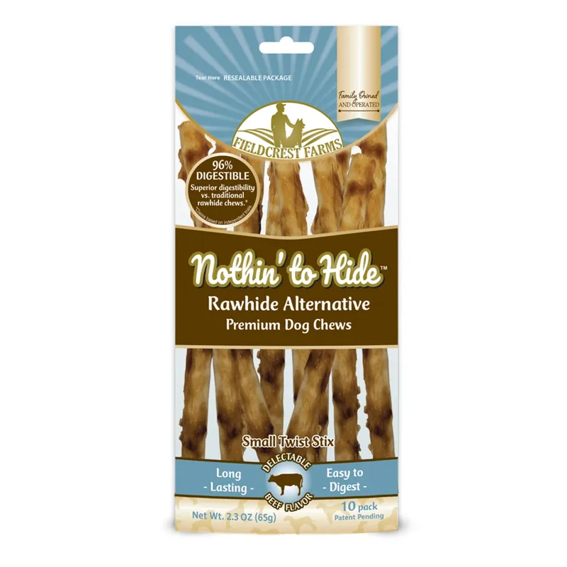 Fieldcrest Farms Nothin‘ To Hide Sm Twst Beef Grain Free Chews For Dogs 0.14 Lb 10 Pk