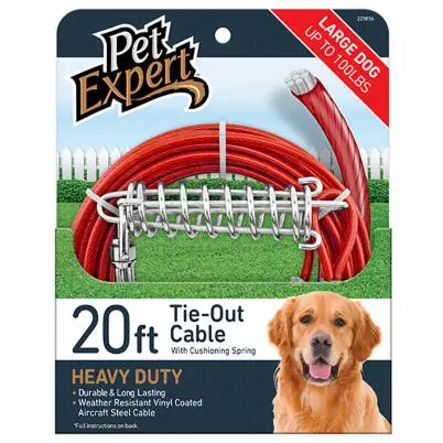 Dog Tie Out, Heavy Weight Steel Aircraft Cable, 20-ft.