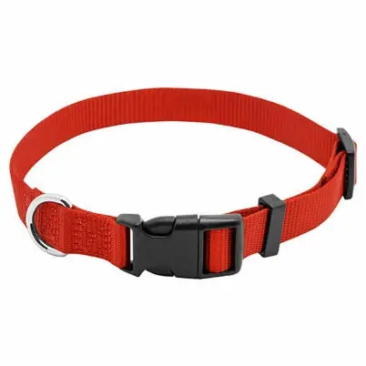 Dog Collar, Adjustable, Red Nylon, Quadlock Buckle, 5/8 X 10 To 16-in.