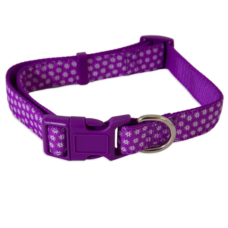 5/8" X 10-14" Purple Star Max Glow Fashion Dog Collar