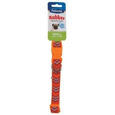 Dog Collar, Orange Chevron Pattern, Adjustable, 10 To 14-in.