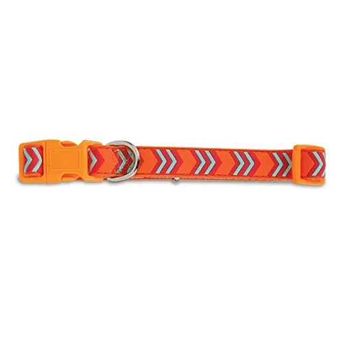 Dog Collar, Orange Chevron Pattern, Adjustable, 16 To 26-in.