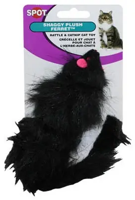 Shaggy Plush Ferret Cat Toy With Catnip & Rattle