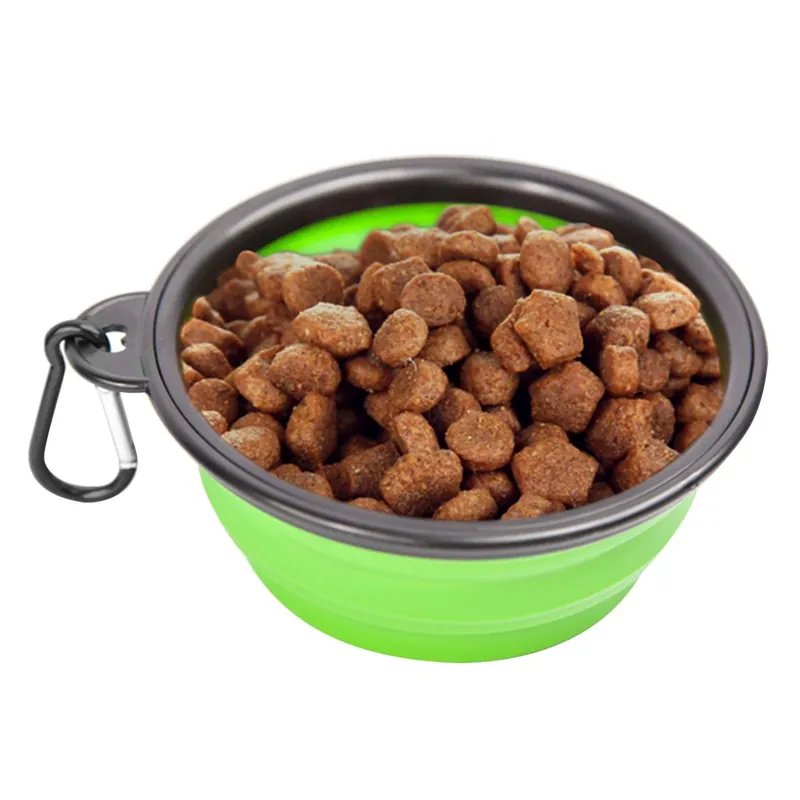 Assorted Collapsible Silicone Pet Dish 8.45 Oz For Dogs With Carabiner