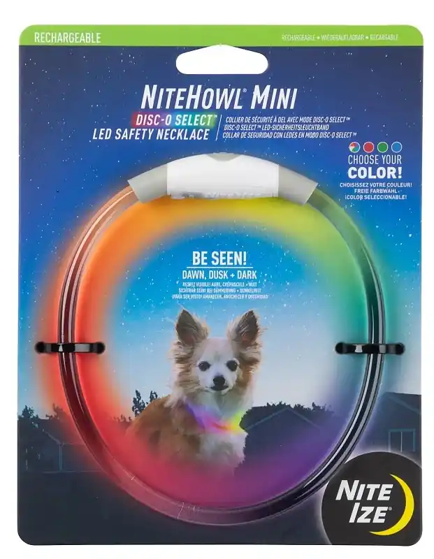 Nitehowl Rechargeable Lighted Safety Dog Necklace, Color Changing Leds, Small Dogs