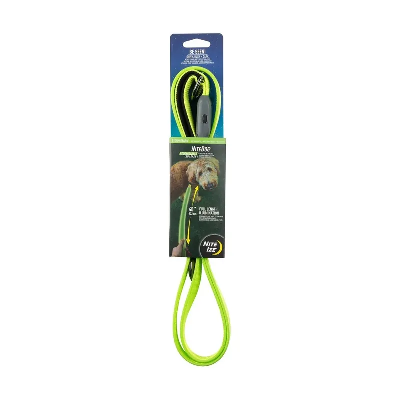 Nitedog Rechargeable Lighted Dog Leash, Green Leds, 5 Ft.