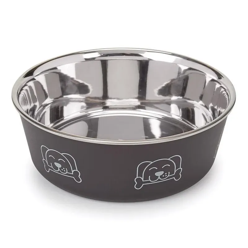 30 oz Espresso‑finish Stainless Steel Dog Bowl – Anti‑slip Medium Size