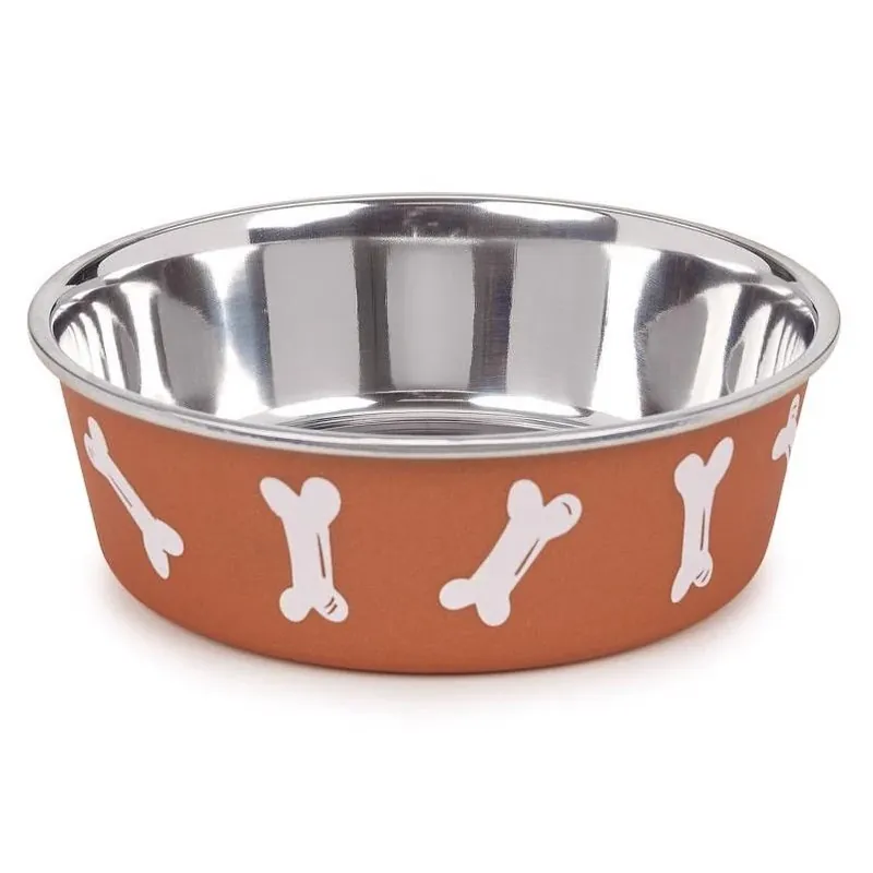 30‑ounce Copper‑tinted Stainless Steel Dog Bowl – Non‑slip Medium Feeder