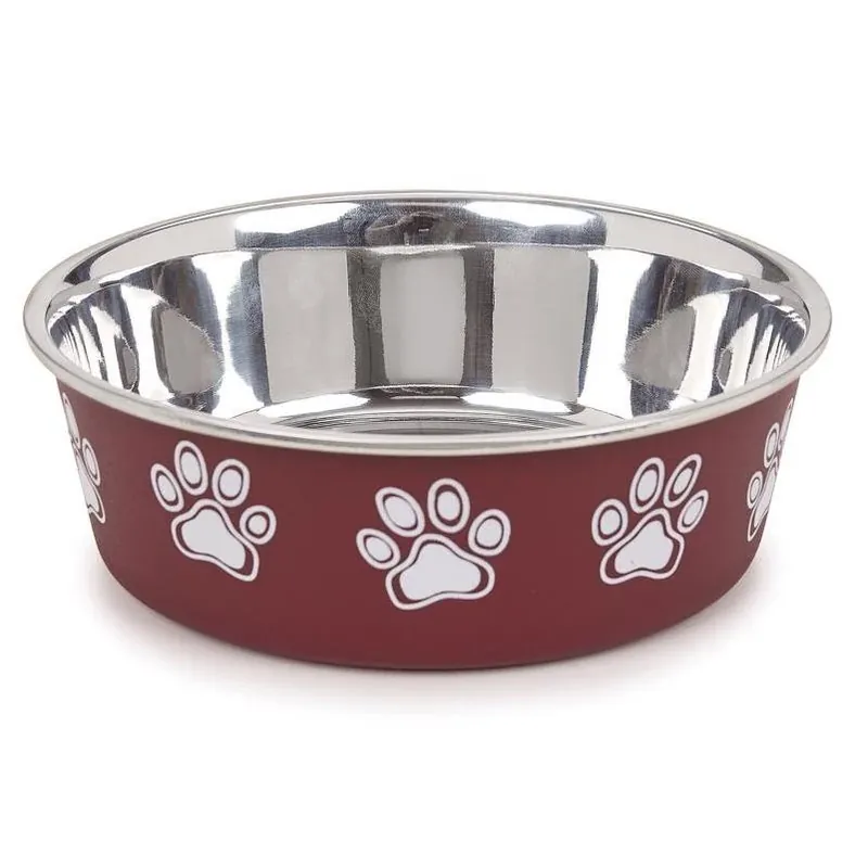 30oz Merlot Stainless Steel Dog Feeding Bowl – Anti‑slip Medium Size