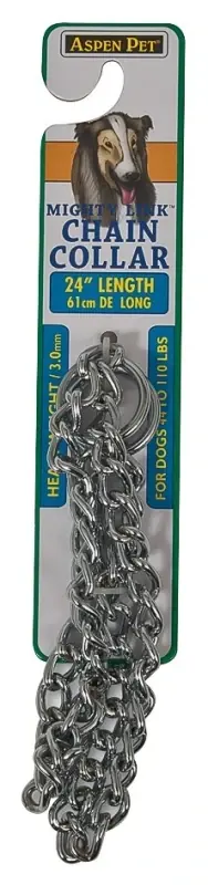 Aspenpet Mighty Link 24 Inch Heavy Weight Chain Collar, 3 Mm Welded Link