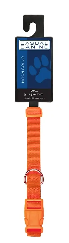 Casual Canine Zm2391 10 69 Nylon Dog Collar, 10-16 In L, 5/8 In W, Orange