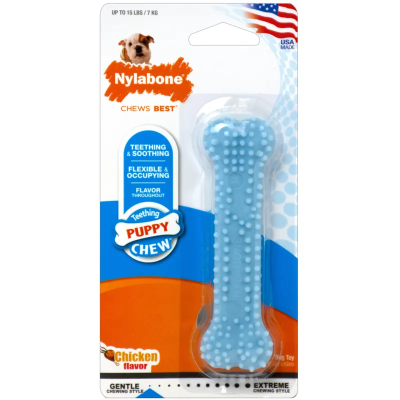 Puppy Teething & Soothing Flexible Chew Toy, Petite Blue Chicken Flavor