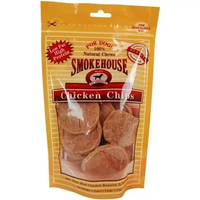 Chicken Chips Natural Dog Treats, Small 4 Ounce Resealable Bag