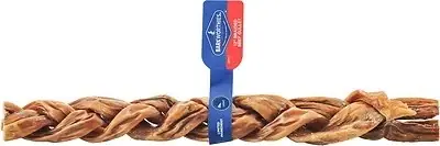 12-inch Braided Beef Gullet Dog Chew - All-natural Treat For Aggressive Chewers