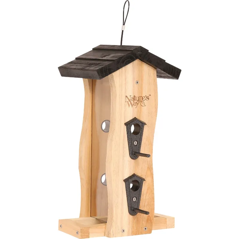 Cedar Vertical Wave Bird Feeder