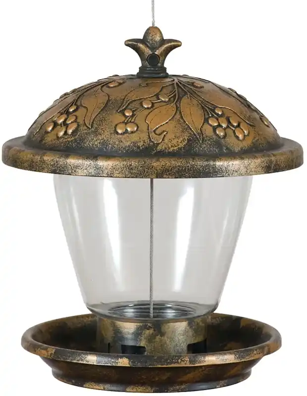 Rustic Gold Plastic Chalet Bird Feeder, 2 Lb Capacity, Model 305