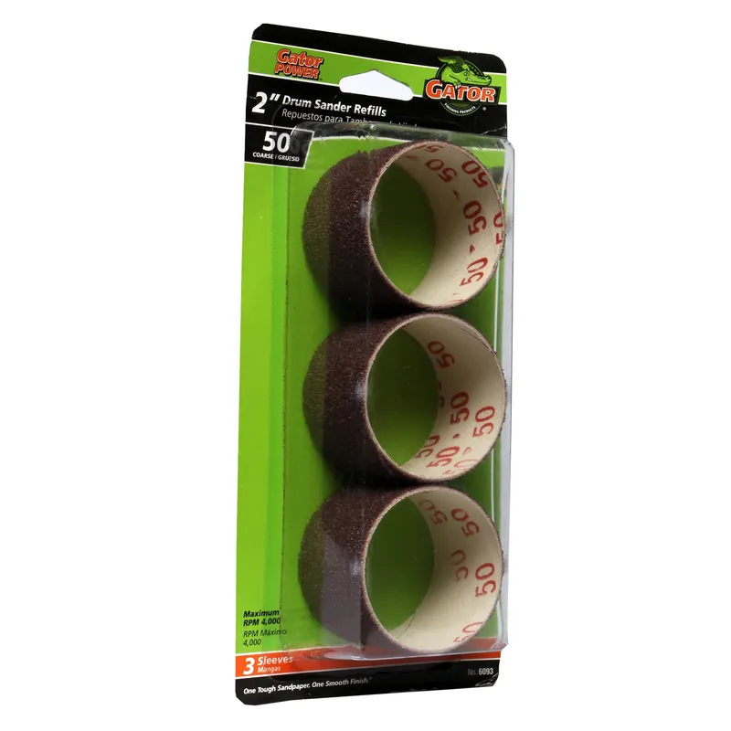 2 In. 31 D X 2 In. 31 L Aluminum Oxide Abrasive Sleeve Refill 50 Grit Coarse 3 Pc