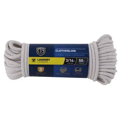 Clothesline, Cotton, Diamond Braided, 3/16 In. X 50 Ft.