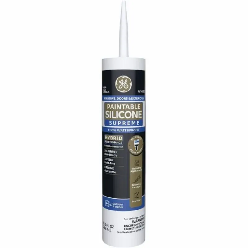 Ge White Supreme Silicone Window And Door Caulk Sealant 10.1 Oz - Paintable, Weatherproof